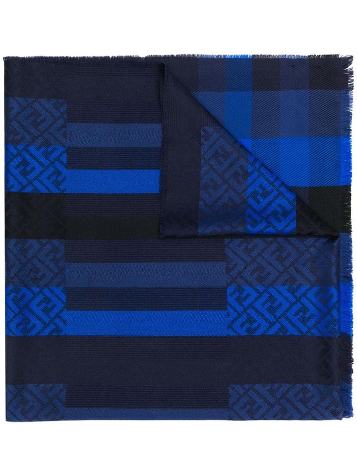Fendi Logo Print Scarf - Blue