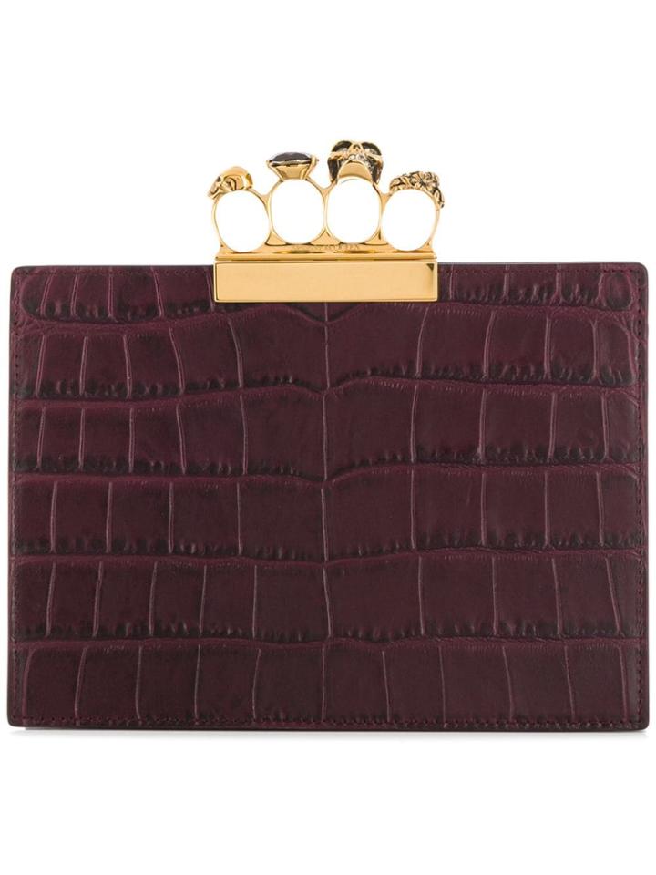Alexander Mcqueen Skull Four-ring Clutch - Red
