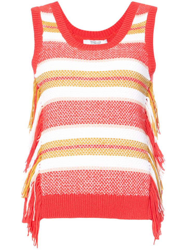 Derek Lam 10 Crosby Sleeveless Knit Top With Fringe - Red