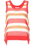 Derek Lam 10 Crosby Sleeveless Knit Top With Fringe - Red