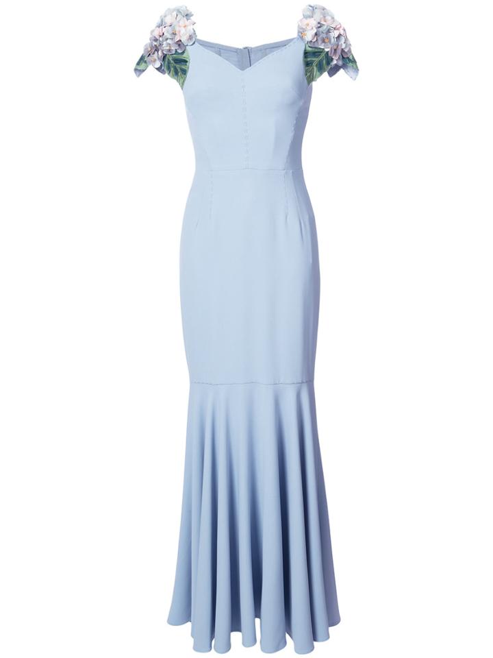 Dolce & Gabbana Hydrangea Sleeve Gown - Blue