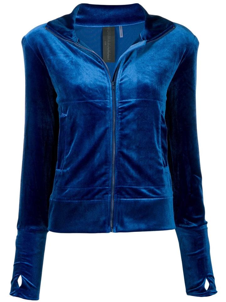 Norma Kamali Velvet Track Jacket - Blue