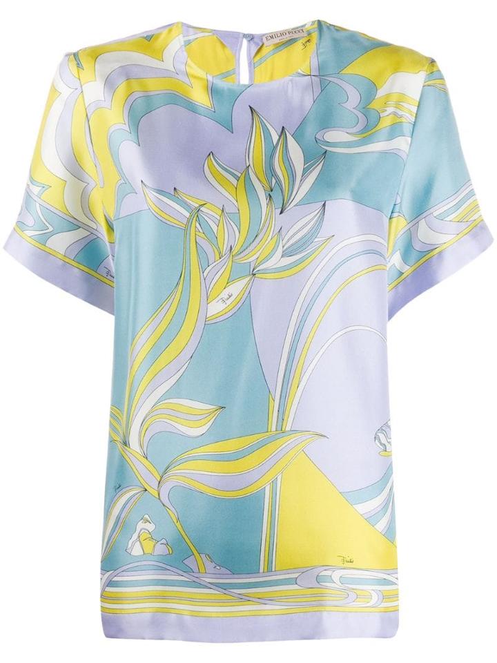 Emilio Pucci Shortsleeved Printed Blouse - Yellow