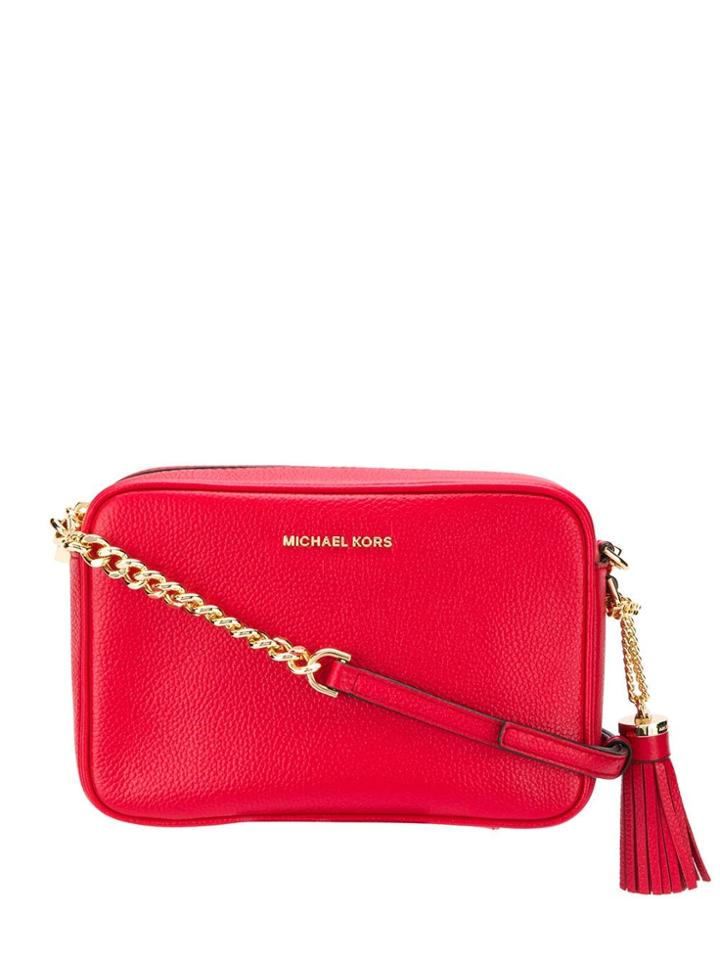 Michael Michael Kors Ginny Grained-effect Crossbody Bag - Red