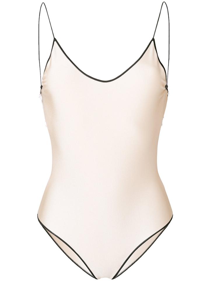 Oseree Lace Insert Swimsuit - Nude & Neutrals