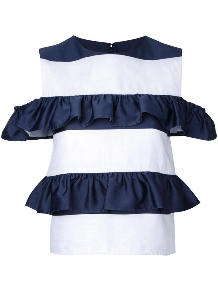 Goen.j Ruffle Tiered Top - White