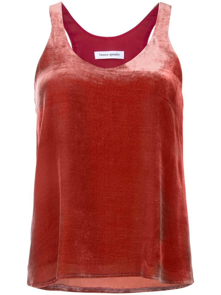 Bianca Spender Velvet Point Tank, Women's, Size: 10, Red, Silk/cellulose
