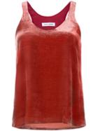 Bianca Spender Velvet Point Tank, Women's, Size: 10, Red, Silk/cellulose
