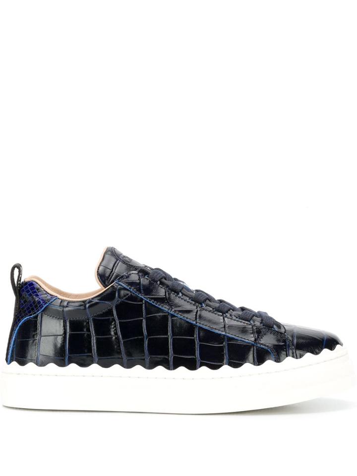 Chloé Embossed Laure Sneakers - Blue