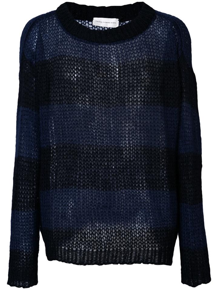 Faith Connexion - Punk Striped Sweater - Men - Mohair - M, Blue, Mohair
