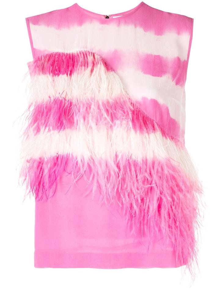 Msgm Feather Embellished Top - Pink