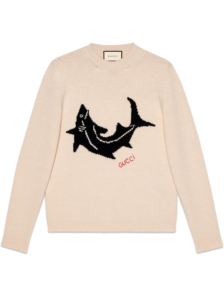 Gucci Wool Sweater With Shark - White