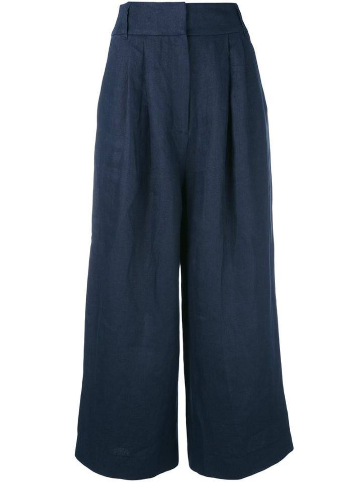 Tibi - Cropped Trousers - Women - Linen/flax - 8, Blue, Linen/flax
