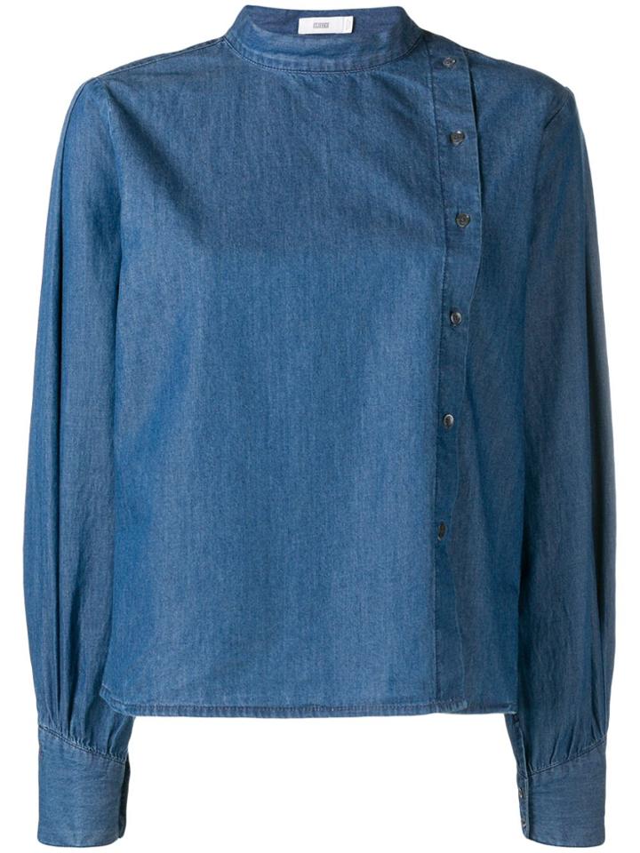 Closed Button Up Blue Top