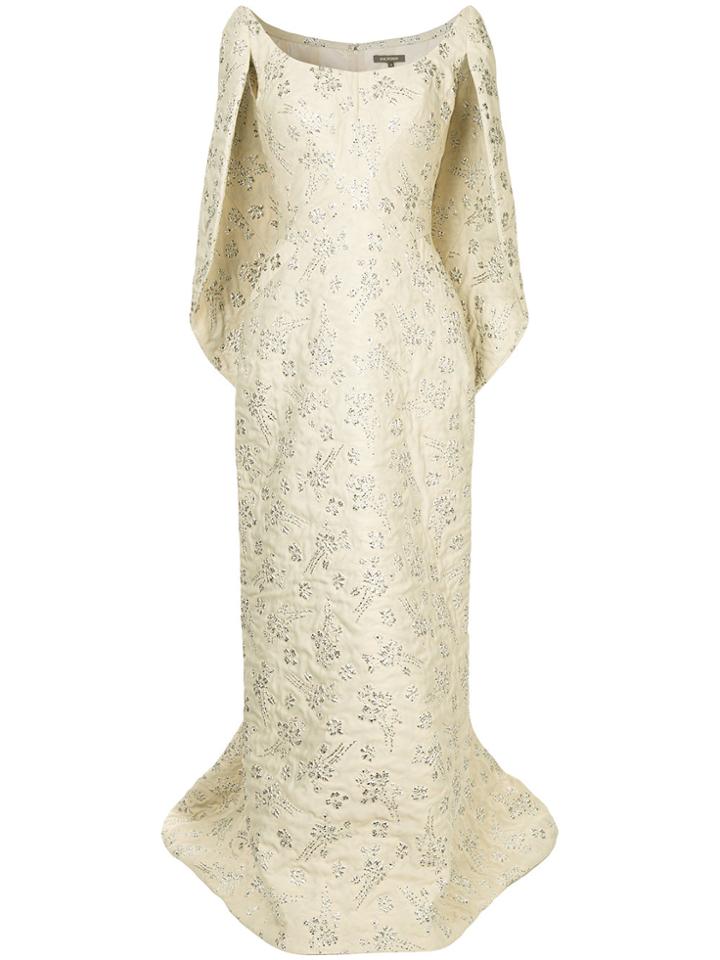 Zac Posen Cape-effect Gown - Nude & Neutrals