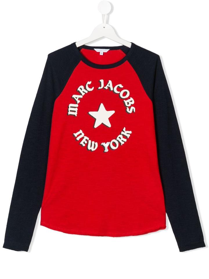 Little Marc Jacobs Teen Logo T-shirta Ribbed Crew Neck - Red