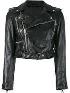 Manokhi - Zipped Biker Jacket - Women - Lamb Skin/polyester/viscose - 38, Black, Lamb Skin/polyester/viscose