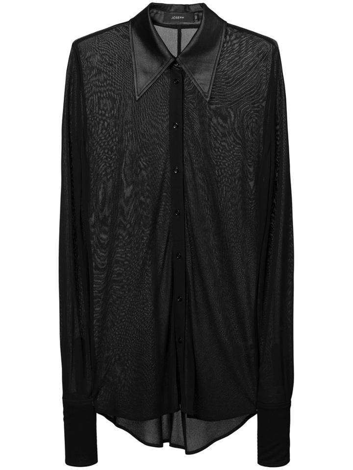 Joseph Contrast Collar Sheer Shirt - Black