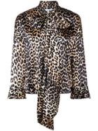 Ganni Pussy Bow Leopard Print Blouse - Nude & Neutrals