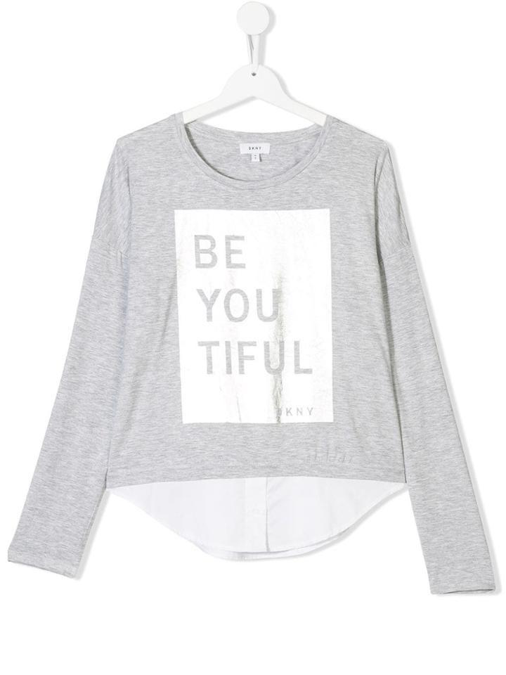 Dkny Kids Metallic Print Top - Grey
