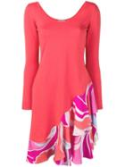 Emilio Pucci Rivera Print Ruffled Wool And Silk Dress - Orange
