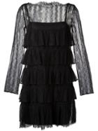 Twin-set Ruffled Lace Dress, Size: 42, Black, Polyamide