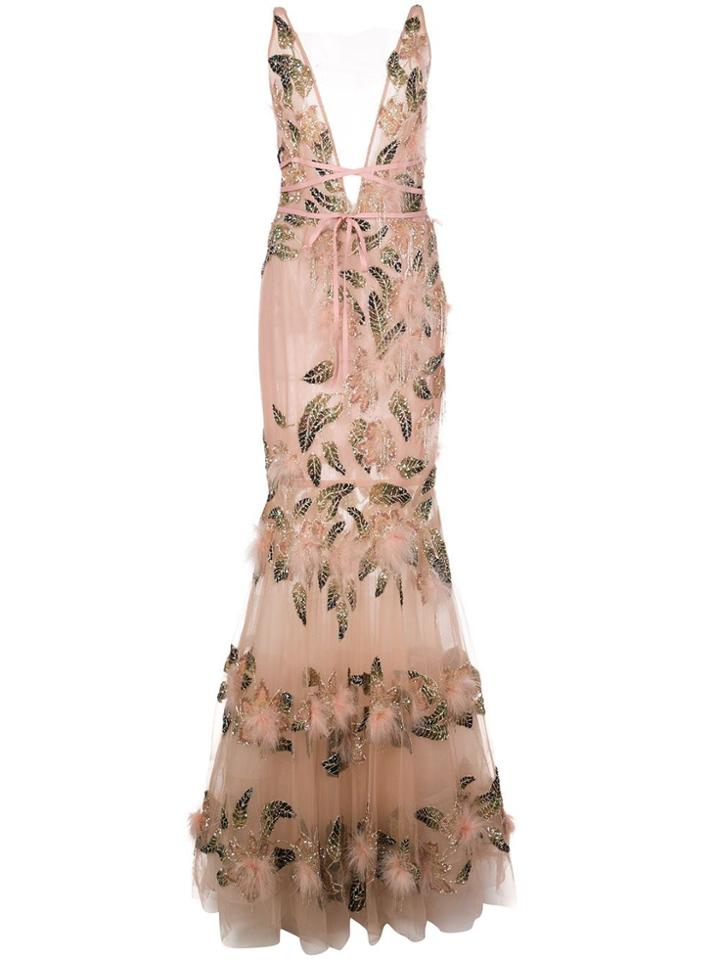 Marchesa Bead Embroidery Dress - Pink