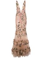 Marchesa Bead Embroidery Dress - Pink