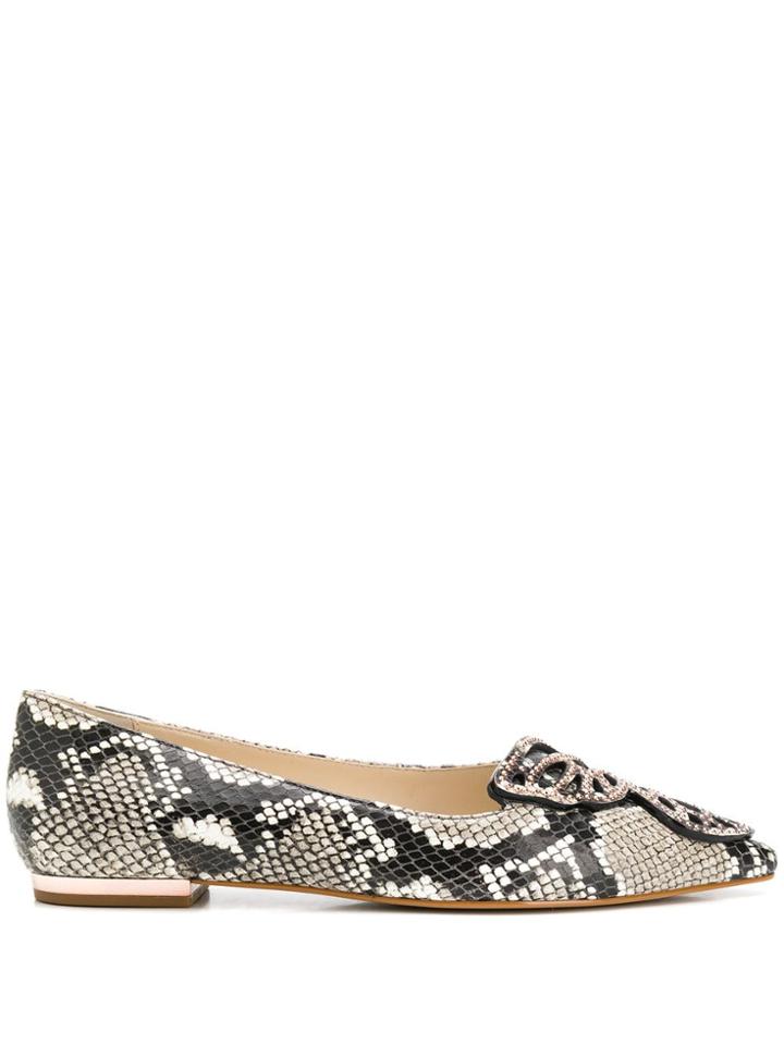 Sophia Webster Butterly Snakeskin-effect Ballerinas - Black
