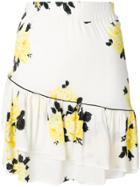 Ganni Floral Ruffle Skirt - White