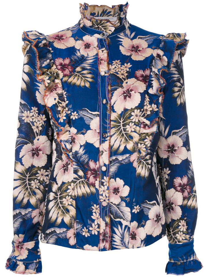 Philosophy Di Lorenzo Serafini - Florar Print Shirt - Women - Polyester - 46, Blue, Polyester