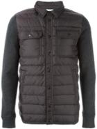Moncler Padded Panel Cardigan, Men's, Size: Medium, Grey, Feather Down/acrylic/polyamide/wool