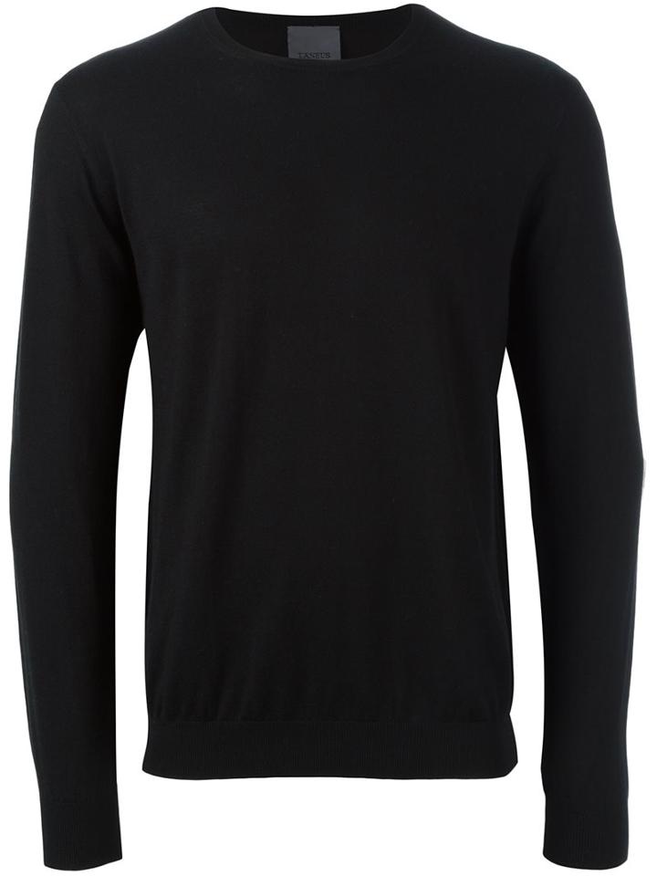 Laneus Crew Neck Jumper, Men's, Size: 50, Black, Silk/cashmere