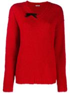 Miu Miu V-neck Knitted Jumper - Red