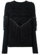 Laneus Studded Fringed Jumper, Women's, Size: 46, Black, Wool/viscose/polyamide/aluminium