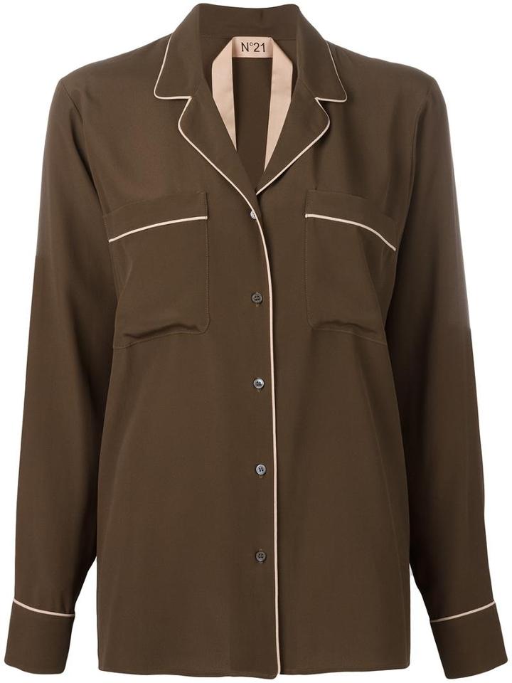 No21 Pajama Style Blouse, Women's, Size: 44, Brown, Acetate/silk