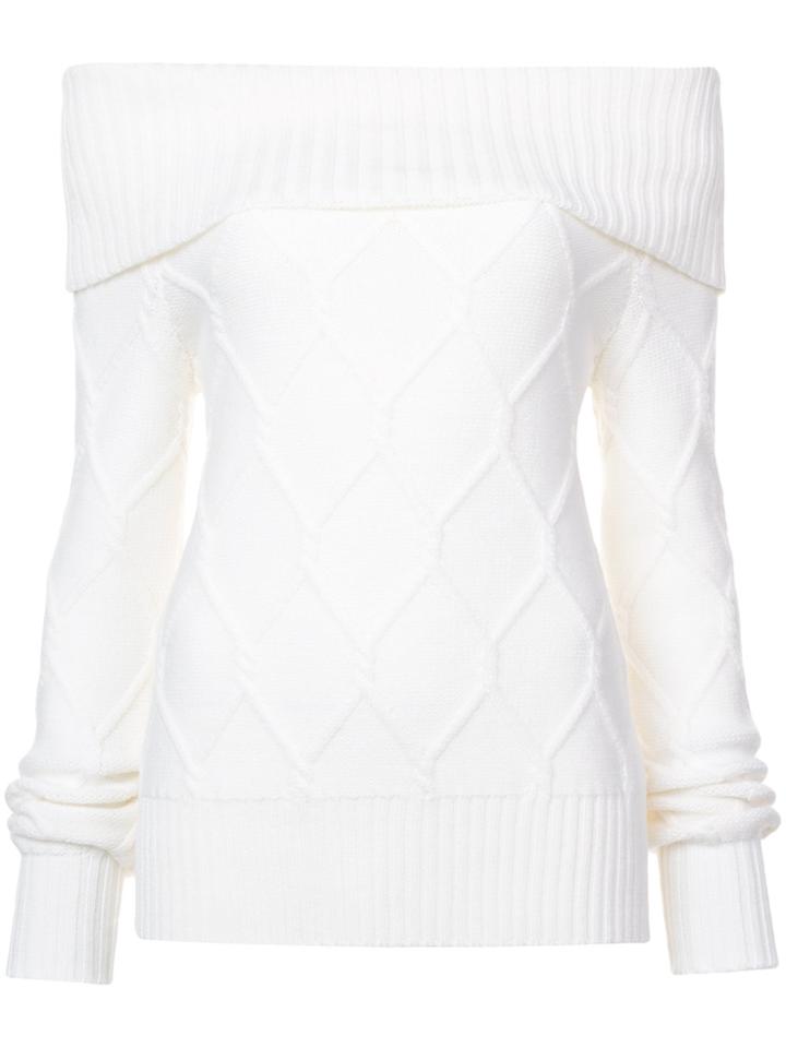 Oscar De La Renta Off-the-shoulder Cable Knit Sweater - White