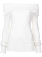 Oscar De La Renta Off-the-shoulder Cable Knit Sweater - White