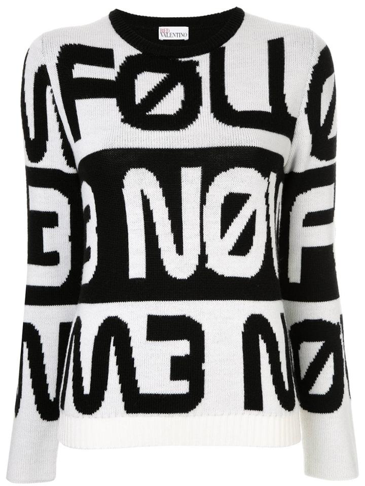 Red Valentino Intarsia Knit Sweater - White