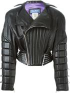 Thierry Mugler Vintage Leather Padded Bomber Jacket - Black