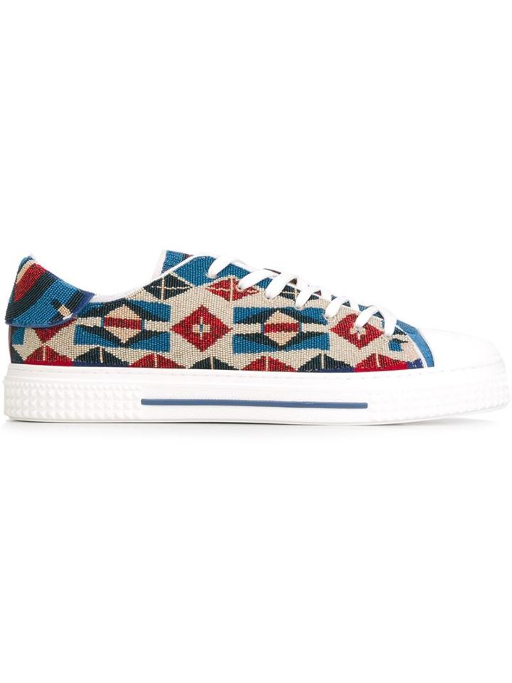 Valentino Garavani Printed Sneakers, Men's, Size: 40, Leather/rubber/calf Leather