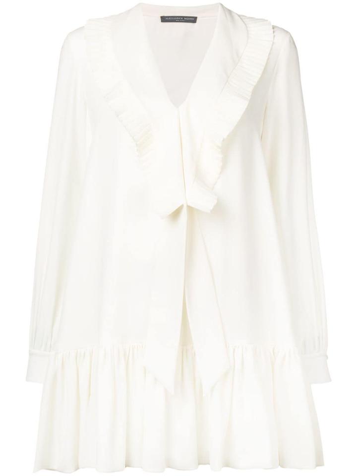 Alexander Mcqueen Pleated A-line Dress - White