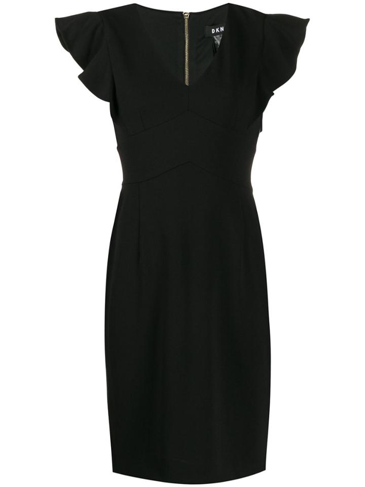 Dkny Ruffle Sleeve V-neck Dress - Black