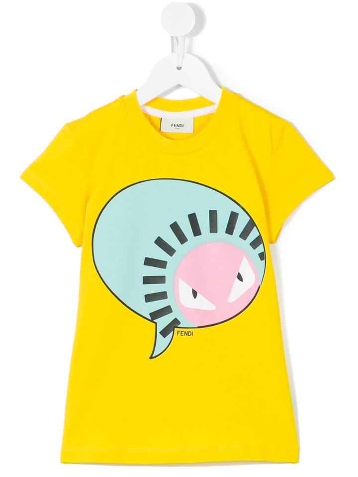 Fendi Kids Speech Bubble Print T-shirt, Toddler Girl's, Size: 3 Yrs, Yellow/orange