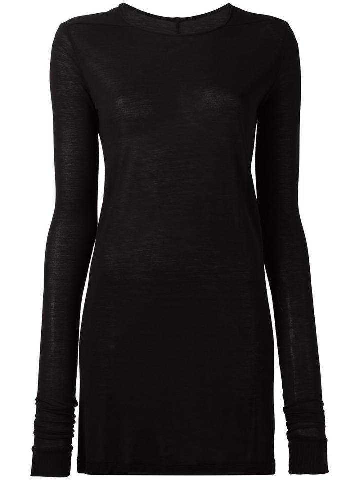 Rick Owens Long Length T-shirt, Women's, Size: 38, Black, Silk/viscose