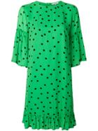 Ganni Spot Print Smock Dress - Green