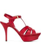 Saint Laurent Tribute Sandals, Women's, Size: 35, Red, Calf Leather/leather