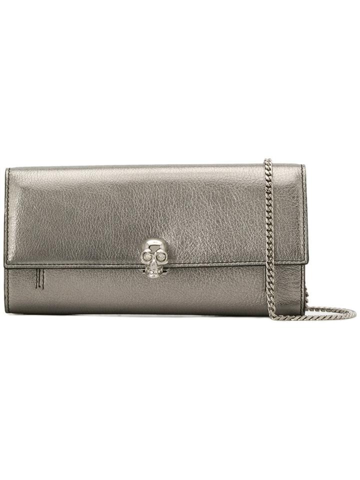 Alexander Mcqueen Continental Skull Wallet - Silver