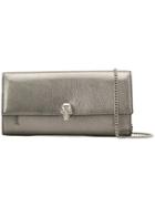 Alexander Mcqueen Continental Skull Wallet - Silver