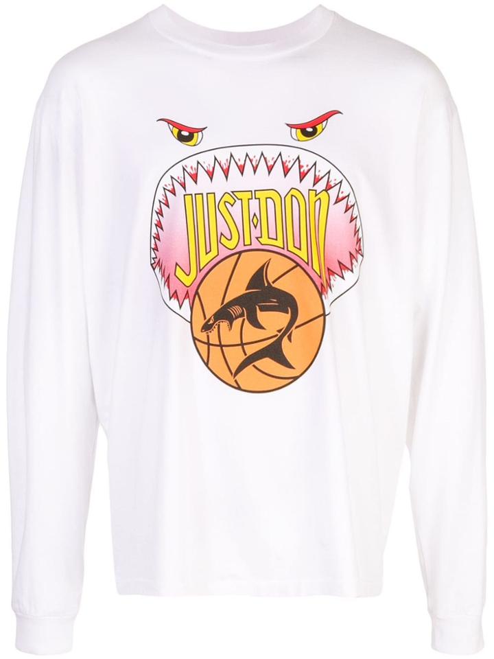 Just Don Basketball Shark Print Tee - White